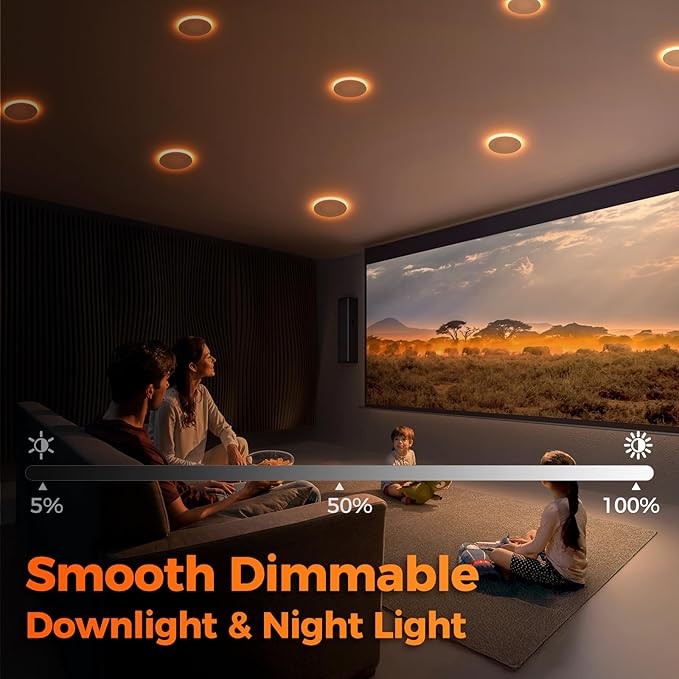 12 Pack 6 Inch LED Recessed Ceiling Light with Night Light, 2700K/3000K/3500K/4000K/5000K Selectable, 12W, Dimmable Canless Wafer Downlight, ETL, White