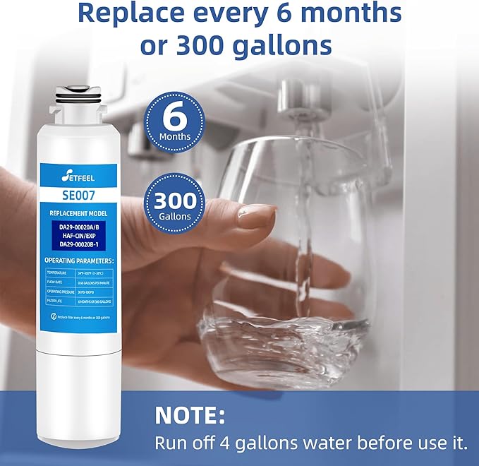 HAF-CIN/EXP Water Filter for Samsung, Haf-cin Refrigerator Water Filter Replacement Fit Samsung DA29-00020B, DA29-00020A, Rf263beaesr, Rf260beaesr, Rf4287hars, Rf28hfedbsr, 2 Pack SETFEEL