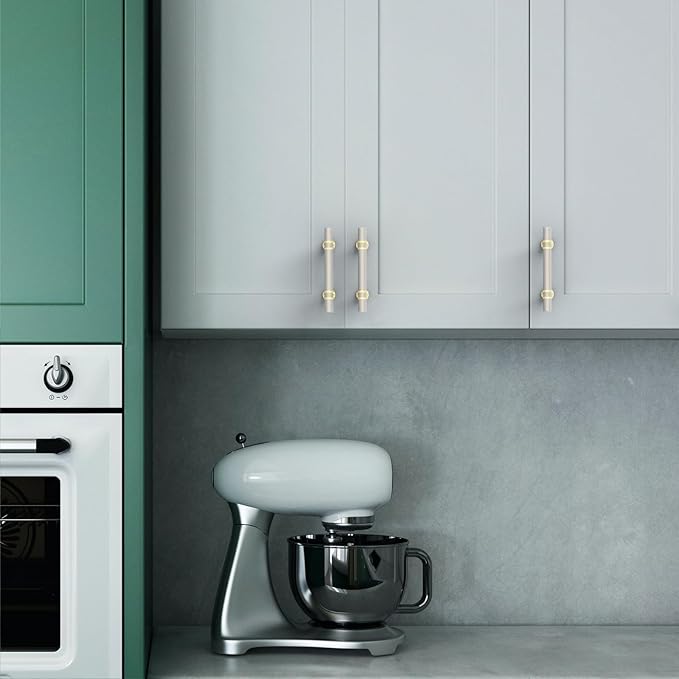 Asidrama 10 Pack 3 Inch(76mm) Champagne Bronze and Brushed Satin Nickel Kitchen Cabinet Handles, Cabinet Pulls Kitchen Cabinet Hardware Cupboard Handles Drawer Pulls