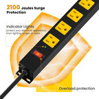 Metal 12 Outlet Mountable Power Strip, Surge Protector Heavy Duty Cord Wide Spaced and Wall Mount Metal Powerstrip for Outdoor, Desk, Garage, Industrial, Shop and Indoor (10ft)