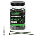 Wood Screws 5 Inch, FIXLINK Deck Screws #10 x 5, 105 PCS, Epoxy Coated, T25 Star Bit Above 1500 Hour Salt Spray Coating Outdoor Decking Screws Excellent Rust Resistant for Wood Fence, Green
