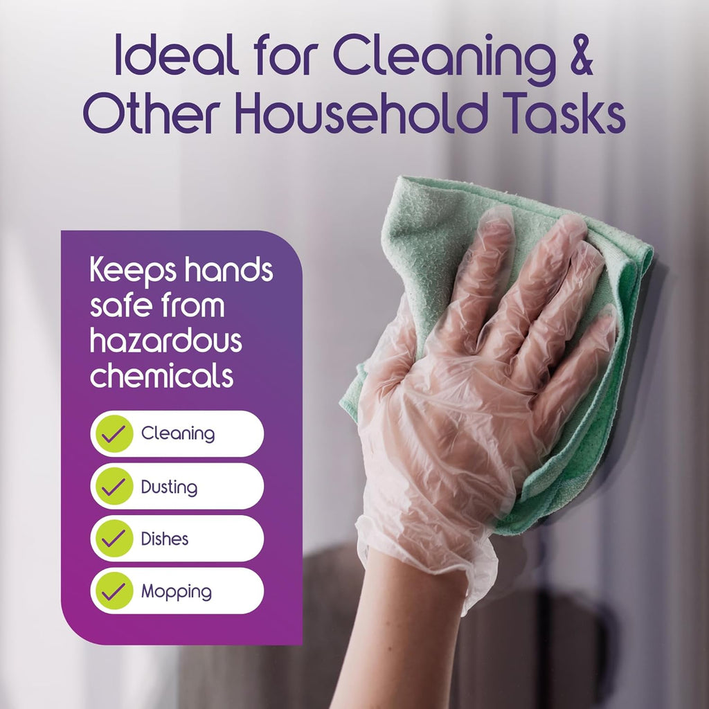 Inspire Exam Medical Clear Vinyl Disposable Gloves - Latex Free for Cleaning, Food Prep