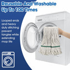 6 Pack Heavy Loop End Cotton String Mop Head Heavy Duty Mop Head Commercial Refills Mop Head Replacement for Home Industrial Commercial Floor Cleaning(White, Green)