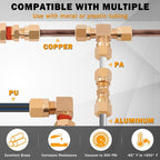 135 Pcs DOT Air Brake Line Fittings, 1/4" 3/8" 1/2" Brass DOT Compression Air Nylon Tubing Fittings Connectors Assortment For Trucks or Industrial Use