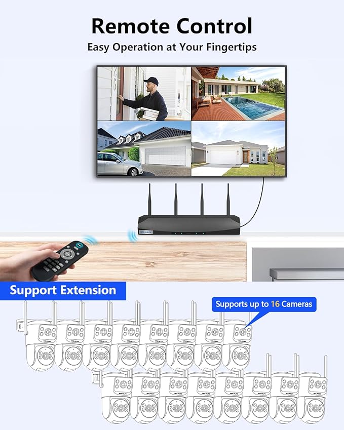 【Auto Tracking】 Security Cameras Wireless Outdoor, WiFi Cameras for Home Security, Home Video Surveillance System, Surveillance DVR Kits