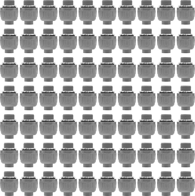 100Pcs 1/2 Inch Liquid Tight Connector PVC Electrical Conduit Fittings Straight 180 Degree Flexible Conduit Connector for Home Kitchen Bathroom Tube Tool Supplies,UL Listed