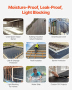 VEVOR 3FT x 50FT Plastic Sheeting Heavy Duty, 4 Mil Thick Plastic Sheeting Roll, Plastic Drop Cloth Painters Tarp, Polyethylene Covering for Crawl Space Vapor Barrier, Multi-Purpose, Black