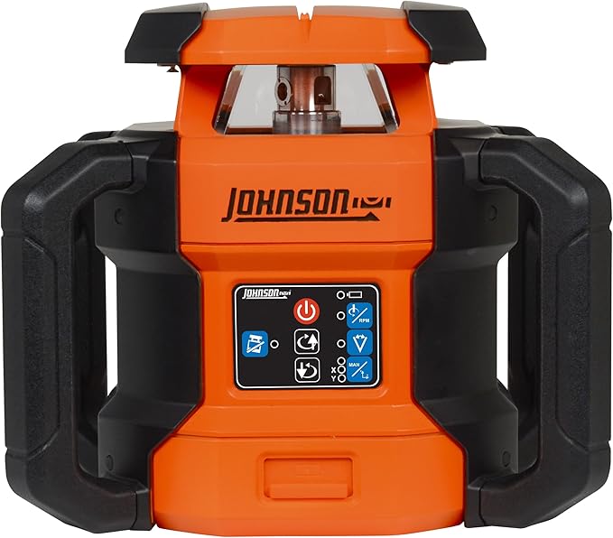 Johnson Level & Tool JRT300-RDHV-S Self-Leveling Red Dual Slope Rotary Laser System, 4,000FT Range, Lithium Ion Batteries, Magnetic Target, Laser Detector, Remote Control, Tripod and 13 FT Grade Rod