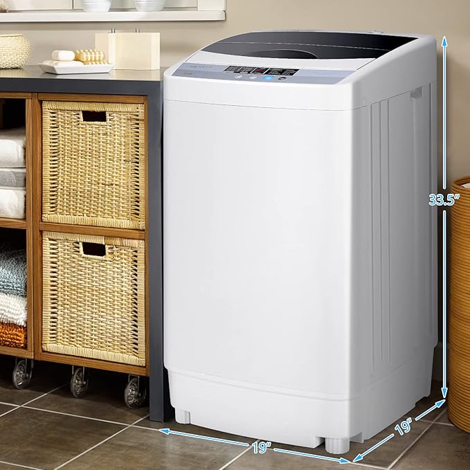 COSTWAY Portable Washing Machine, 12 Lbs Capacity Full-automatic Washer with 10 Wash Programs, LED Display, 8 Water Levels, Compact Laundry Washer and Dryer Combo for Home, Apartment, Dorm, RVs