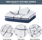 Nialnant 8 Pack Dish Rags,100% Cotton Dish Towels for Kitchen,Super Absorbent Kitchen Dish Cloths,Dish Rags with Hanging Loop,12x12 Inches,Navy Blue