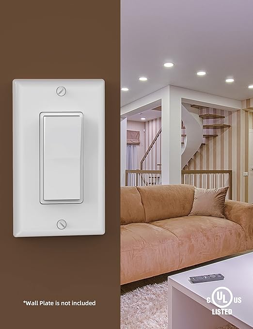 AIDA 10 Pack 3 Way Decorative Light Switch, 15Amp, 120/277 Volt, AC Decorator Rocker Paddle Wall Switch Replacement, UL Listed - Residential and Commercial Grade,Glossy White