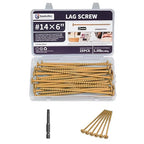 Lag Screws 6 Inch, 25PCS Heavy Duty Construction Screw, Structural Wood Screw #14 x 6, Rust Resistant, Washer Head, Yellow Coated Exterior Wood/Lag Screws, Star Drive with Bit