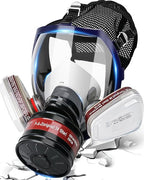 Gas Masks Survival Nuclear and Chemical, Gas Mask with 40mm Activated Carbon Filter, Full Face Respirator Mask with 6001 Filter for Chemicals Organic Vapor Dust Smoke Painting Spray Welding