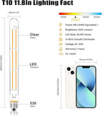 11.8IN 1000LM 2700K Soft White Light Bulbs E26 Base, T10 T9 Edison Bulbs Dimmable 8W, AC 120V 100 Watt Equal Filament Bulb, Vintage Clear Glass Long Tubular LED Bulb, UL Listed - 2Pack