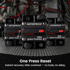 60A Waterproof DC Circuit Breaker with Manual Reset, 12V–48V Inline Fuse with Screws & Terminals for Trolling Motor, Marine, RV, Car Audio, Solar Battery System