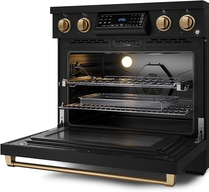 Gordon Ramsay by THOR Kitchen 36 Inch Professional Electric Range with Tilt Panel Touch Control in Black/Bronze
