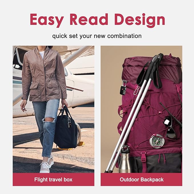 TSA Locks for Luggage, Compatible Locks 4 Digit Padlock for School Gym Sports Locker Combination Lock Security Padlock Travel Lock for Suitcase Luggage Backpack, Cabinet Filing Cabinets（2 Pack ）