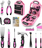 157 Piece Pink Tool Set for Women, Lady's Home Repairing Tool Kit with 13-Inch Wide Mouth Open Storage Tool Bag