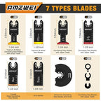 35PCS Multitool Blades, 7 Types Titanium & HCS Oscillating Tool Blades for Wood Metal Plastic, Quick Release Saw Blades Compatible with Dewalt Rockwell Fein Milwaukee Ryobi