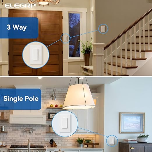 ELEGRP Dimmer Switch, Digital Dimmer Light Switch for LED Lights 150W, INC/HAL 450W, 3 Way LED Dimmer Switch, Needs Neutral Wire, Wall Plate Included, UL Listed, 2 Pack, Matte White
