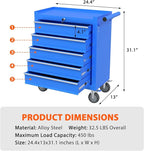 5-Drawer Rolling Tool Chest, Tool Box with 4 Wheels and Drawers, High Capacity Detachable Mobile Tool Storage Cabinet for Garage, Workshop, Mechanics and Repair Room (Blue)