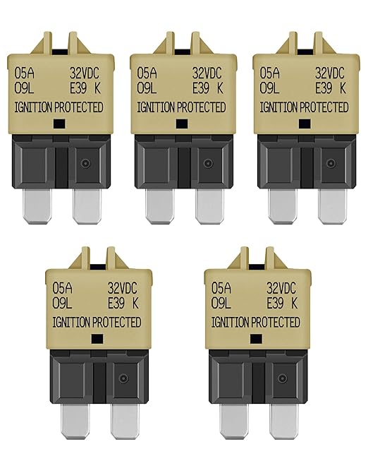 LENKRAD Automotive 5 Amp ATC/ATO Resettable Fuse 5A Manual Reset Standard Blade 5Amp Fuses Manual-Reset Circuit Breaker 5A for Car Truck RV Automotive Marine Boat Trolling Motorhome, 5 Pack…