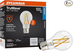 Sylvania LED TruWave Natural Series A19 Light Bulb, 100W Equivalent, Efficient 15W, 1600 Lumens, Medium Base, Dimmable, Clear, 5000K, Daylight - 2 Pack (42291)