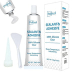 Clear Silicone Sealant & Adhesive RTV Transparent 100% Silicone Caulk Waterproof High Strength All-Purpose Shrink & Crack Proof Caulking for Kitchen, Bathroom, Windows & Car -1.8oz/50g