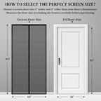 Magnetic Screen Door - Self Sealing, Heavy Duty, Hands Free Mesh Partition Keeps Bugs Out Let Breeze in- Pet and Kid Friendly - Keep Open Feature (Black, Fit Door Size 38 x 82 Inch)