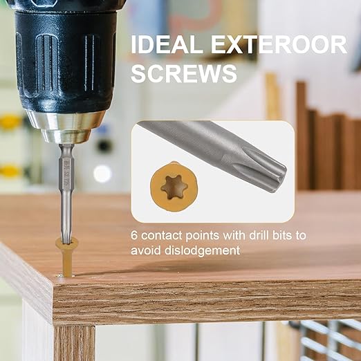 Deck Screws #8 x 1-1/2’’, T25 Star Torx Drive Flat Head Wood Screws, Tan, 5lb