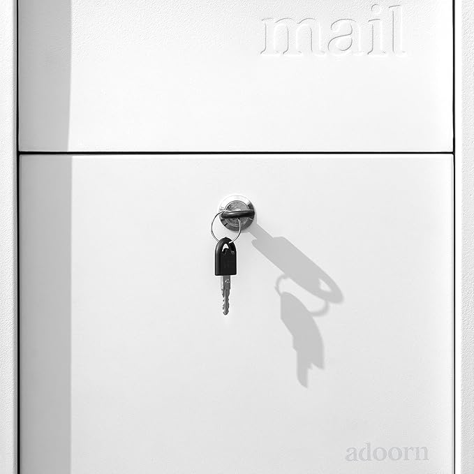 Adoorn Lockable Post Mount Mailbox | Large Size - Anti-Theft Locking Mailbox, 15.5" H x 12" W x 18.5" D, Weatherproof Mailboxes for Outside The House