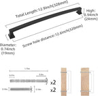 COTYKILEY 10 Pack 12.6Inch(320mm) Matte Black Cabinet Handles Black Kitchen Cabinet Pulls Cabinet Door Handles Kitchen Cabinet Hardware