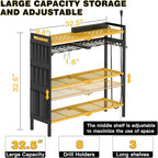 Large Power Tool Organizer Cart with Charging Station 8 Drill Holder Garage Storage Standing Heavy Duty and Stability Storage Rack Utility Tool Shelf (Yellow)