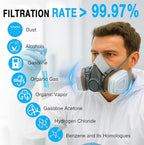 6200 Half Face Respirator Mask with Filters, Gas Mask Ideal for Painting, Woodworking, Sanding, Spraying