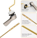 Hibbent Universal Metal Side Mount Toilet Handle Replacement Kit, Brass Toilet Flush Tank Lever with Stainless Steel Flapper Chains for Most Toilets, Brushed Nickel