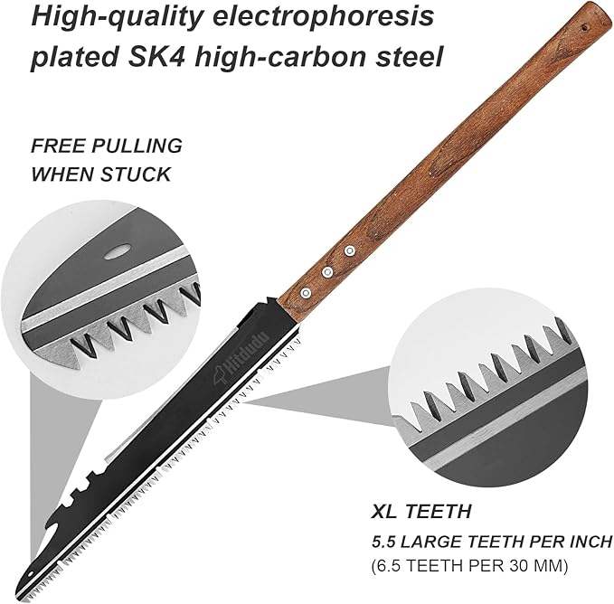 Hand Saw, Multifunction Camping Saw Outdoor Tools Long Saw with Machete for Bushcraft, Trees Cutting, Outdoor Hunting, Garden Work, Survival, Yard Work, XL Teeth Edition (Sliver)