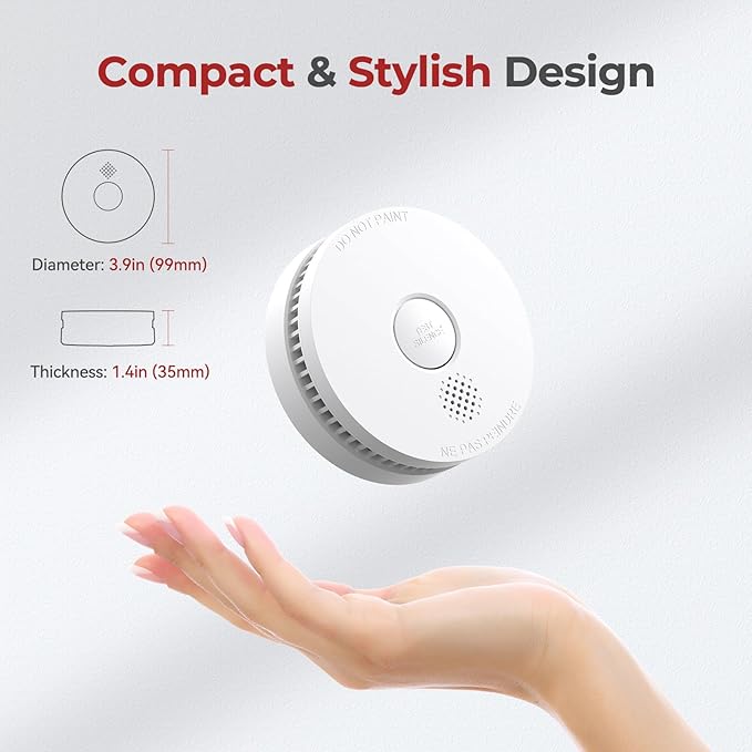 SITERLINK Smoke Detectors,Replaceable Battery Included Smoke Alarms with 10 Hours Silence Button,Photoelectric Sensor Smoke Detector,Fire Detectors for Home,ETL-9th Listed,GS509A 2-Pack