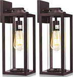 20inch Large Outdoor Wall Lights 2 Packs - Oil Rubbed Bronze Exterior Light Fixture with Clear Glass Shade, Waterproof Porch Lighting for House, Farmhouse Sconces Lantern for Front Door, Garage