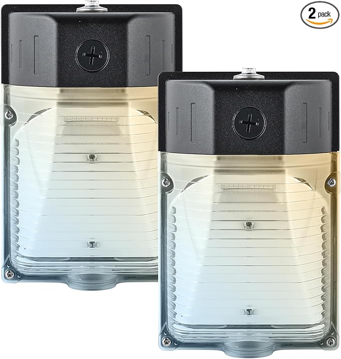 30W LED Wall Pack Light with Photocell 2Pack, 3CCT 4000/5000/6500K, 15/20/25/30W Selectable, LED Wall Lights Porch Lights Outdoor Security Lighting for House Garage Yard Garden, 100-277VAC, ETL Listed