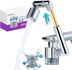 CECEFIN 1440ºSink-Water-Filter Faucet-Extender 3.0 Telescopic - Carbon Purifier Reduce 99% Chlorine, NSF Test Bathroom Kitchen Aerator, Swivel Long Arm Extension for Toddlers, Hard Water Softener