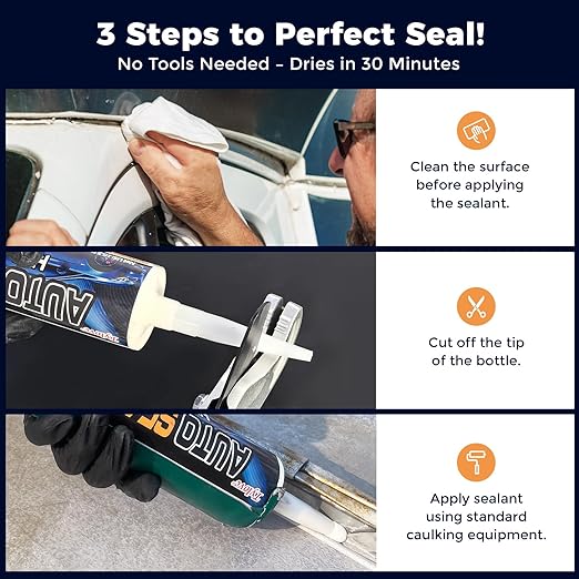 [Black] Seam Sealer Automotive-Professional Grade High Strength Waterproof Adhesive for Auto Body Repair, Rust & Leak Prevention-Quick Paintable Sealant for Metal, Plastic -10.5Oz (2Pack)