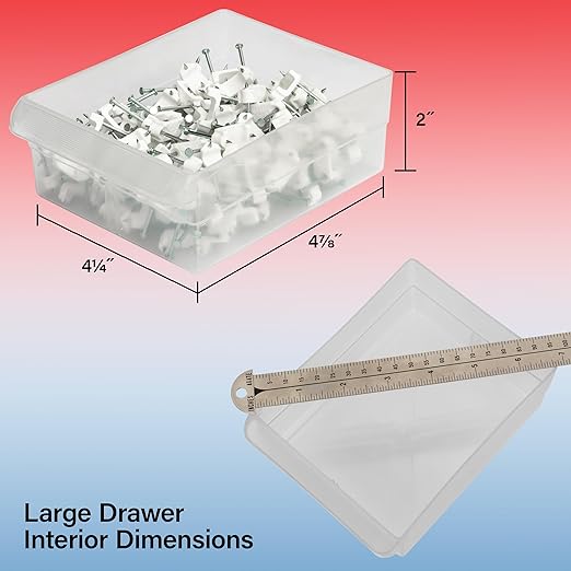 Akro-Mils 24-Drawer Plastic Drawer Storage Cabinet for Garage Organization, Bead Organizer, Building Bricks Storage, Teacher Toolbox, Makeup Organizer, 20" W x 6" D x 16" H, 10124 White