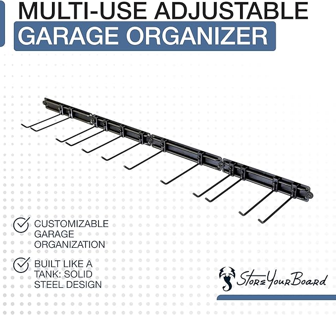 StoreYourBoard Garage Tool Organizer Wall Mount – Heavy Duty Garage Wall Organizer for Garage Organization and Storage, Broom Holder Wall Mount for Gardening Tools & Yard Tools – 64" Holds 600 lbs
