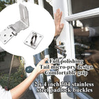 4 Inch Door Locks Hasp Latch 90 Degree 2 Pack,304 Stainless Steel Safety Padlock Clasp Hasp Lock Latch with Combo Lock & Padlock,Heavy Duty Gate Latch Lock with Screws