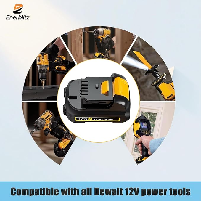 2 Pack 2.0Ah DCB120 Lithium-ion Battery Replacement for Dewalt 12V MAX Battery and DCB112 Fast Charger Combo.Compatible with Dewalt 12V Cordless Power Tools DCD701/DCF601/DCL050