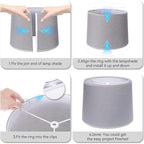 Lamp Shades Set of 2 - Drum Lampshades 11.4" x 12.9" x 9.8" Inches, Fabric Medium Replacement Lampshades for Table Lamp, Floor Lamp, Assembly Required, Spider,Linen