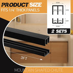 Landical 2 Sets Plastic Sliding Door Track Set for 1/4" Thick Panels Glass Cabinet Door Hardware System Window Sliding Track Easy Quick Installation(3ft,Black)