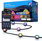 ASAHOM AI Permanent Outdoor Lights S107C, 150FT with 108 RGBCW LED Lights and Dual Output, 30,000 Lighting Effect Combination, IP67 Waterproof for House Halloween Christmas and Daily Decoration, Black