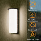 Modern Black Outdoor Wall Light Fixtures, 18/20/22W Porch Lights, IP65 Waterproof, 3-Color Temp Adjustable, Dawn to Dusk Exterior Sconces for House, Front Door, Rectangular Wall Mount