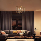 20" Brushed Nickel Geometric Ceiling Light and Pendant Dual-Use Light, 5-Light Dining Room Light Fixture Over Table Modern Farmhouse Chandeliers for Kitchen Island Living Room Entryway Light